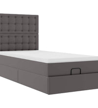 Ottoman-Bett mit Matratze Grau 90x200 cm Kunstleder