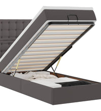 Ottoman-Bett mit Matratze Grau 100x200 cm Kunstleder