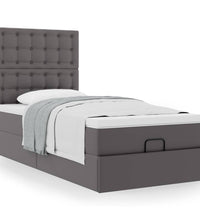 Ottoman-Bett mit Matratze Grau 100x200 cm Kunstleder