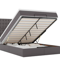 Ottoman-Bett mit Matratze Grau 140x200 cm Kunstleder