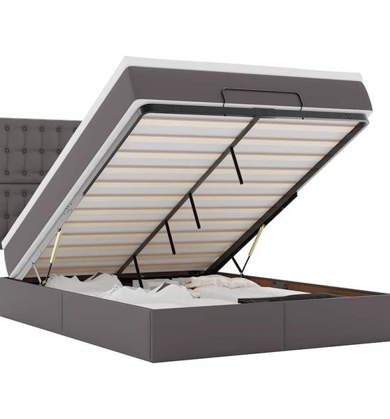 Ottoman-Bett mit Matratze Grau 140x200 cm Kunstleder