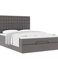 Ottoman-Bett mit Matratze Grau 140x200 cm Kunstleder