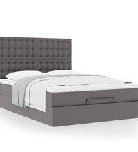 Ottoman-Bett mit Matratze Grau 140x200 cm Kunstleder