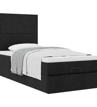 Ottoman-Bett mit Matratze Schwarz 80x200 cm Stoff