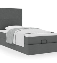 Ottoman-Bett mit Matratze Dunkelgrau 90x190 cm Stoff