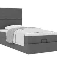 Ottoman-Bett mit Matratze Dunkelgrau 90x190 cm Stoff