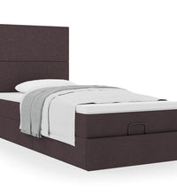 Ottoman-Bett mit Matratze Dunkelbraun 90x190 cm Stoff