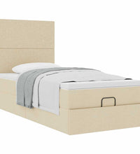 Ottoman-Bett mit Matratze Creme 90x190 cm Stoff