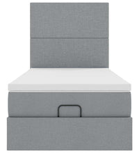 Ottoman-Bett mit Matratze Hellgrau 90x200 cm Stoff