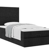 Ottoman-Bett mit Matratze Schwarz 90x200 cm Stoff
