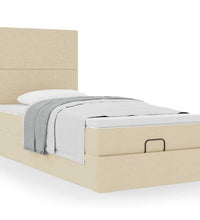 Ottoman-Bett mit Matratze Creme 90x200 cm Stoff