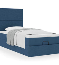 Ottoman-Bett mit Matratze Blau 90x200 cm Stoff