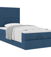 Ottoman-Bett mit Matratze Blau 90x200 cm Stoff
