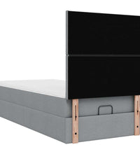 Ottoman-Bett mit Matratze Hellgrau 100x200 cm Stoff