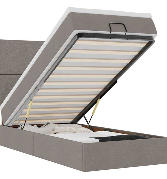 Ottoman-Bett mit Matratze Taupe 100x200 cm Stoff