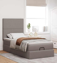 Ottoman-Bett mit Matratze Taupe 100x200 cm Stoff