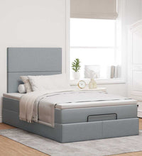 Ottoman-Bett mit Matratze Hellgrau 120x200 cm Stoff