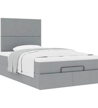 Ottoman-Bett mit Matratze Hellgrau 120x200 cm Stoff