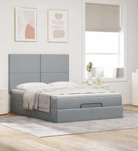 Ottoman-Bett mit Matratze Hellgrau 140x200 cm Stoff