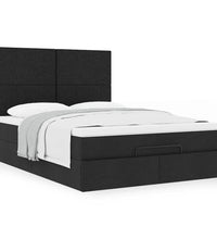 Ottoman-Bett mit Matratze Schwarz 140x200 cm Stoff