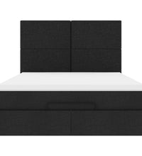Ottoman-Bett mit Matratze Schwarz 140x200 cm Stoff