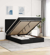 Ottoman-Bett mit Matratze Schwarz 140x200 cm Stoff