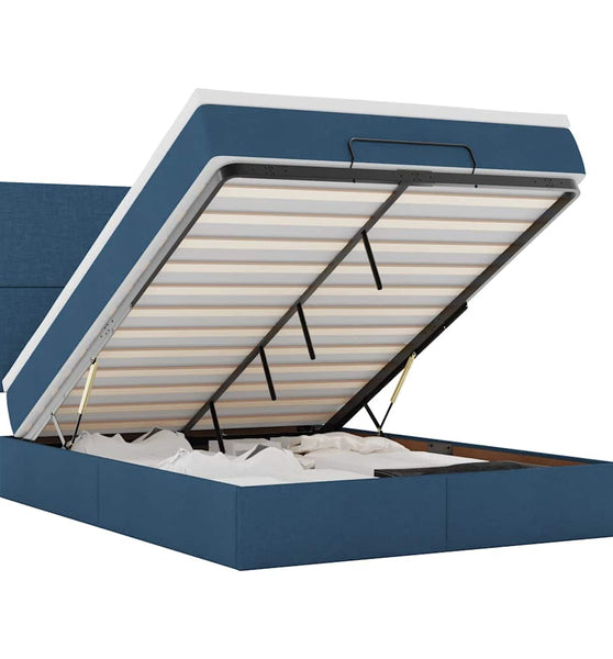 Ottoman-Bett mit Matratze Blau 140x200 cm Stoff