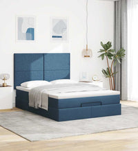 Ottoman-Bett mit Matratze Blau 140x200 cm Stoff