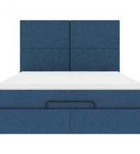 Ottoman-Bett mit Matratze Blau 140x200 cm Stoff