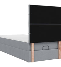 Ottoman-Bett mit Matratze Hellgrau 90x190 cm Stoff