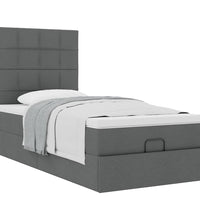 Ottoman-Bett mit Matratze Dunkelgrau 90x190 cm Stoff
