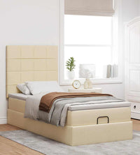 Ottoman-Bett mit Matratze Creme 90x190 cm Stoff