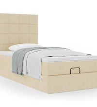Ottoman-Bett mit Matratze Creme 90x190 cm Stoff