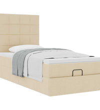Ottoman-Bett mit Matratze Creme 90x190 cm Stoff
