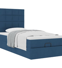 Ottoman-Bett mit Matratze Blau 90x190 cm Stoff