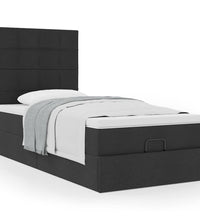 Ottoman-Bett mit Matratze Schwarz 90x200 cm Stoff