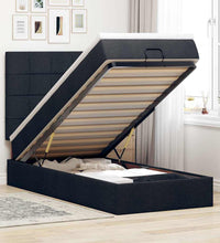 Ottoman-Bett mit Matratze Schwarz 90x200 cm Stoff