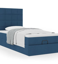 Ottoman-Bett mit Matratze Blau 90x200 cm Stoff
