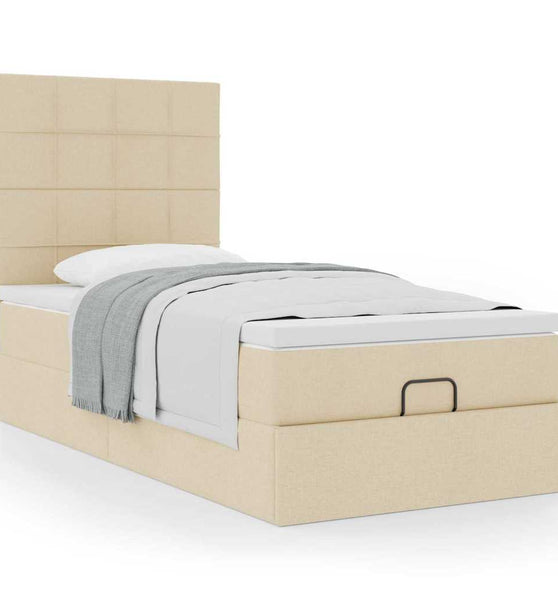 Ottoman-Bett mit Matratze Creme 100x200 cm Stoff