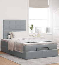 Ottoman-Bett mit Matratze Hellgrau 120x200 cm Stoff