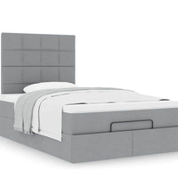 Ottoman-Bett mit Matratze Hellgrau 120x200 cm Stoff