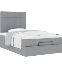 Ottoman-Bett mit Matratze Hellgrau 120x200 cm Stoff