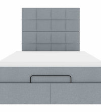 Ottoman-Bett mit Matratze Hellgrau 120x200 cm Stoff