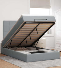 Ottoman-Bett mit Matratze Hellgrau 120x200 cm Stoff