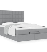Ottoman-Bett mit Matratze Hellgrau 140x200 cm Stoff