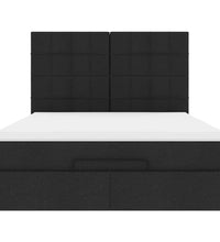 Ottoman-Bett mit Matratze Schwarz 140x200 cm Stoff