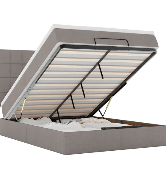 Ottoman-Bett mit Matratze Taupe 140x200 cm Stoff