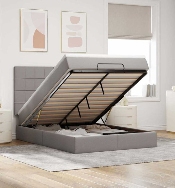 Ottoman-Bett mit Matratze Taupe 140x200 cm Stoff