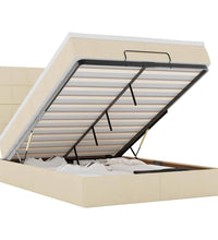 Ottoman-Bett mit Matratze Creme 140x200 cm Stoff