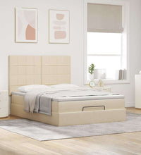 Ottoman-Bett mit Matratze Creme 140x200 cm Stoff